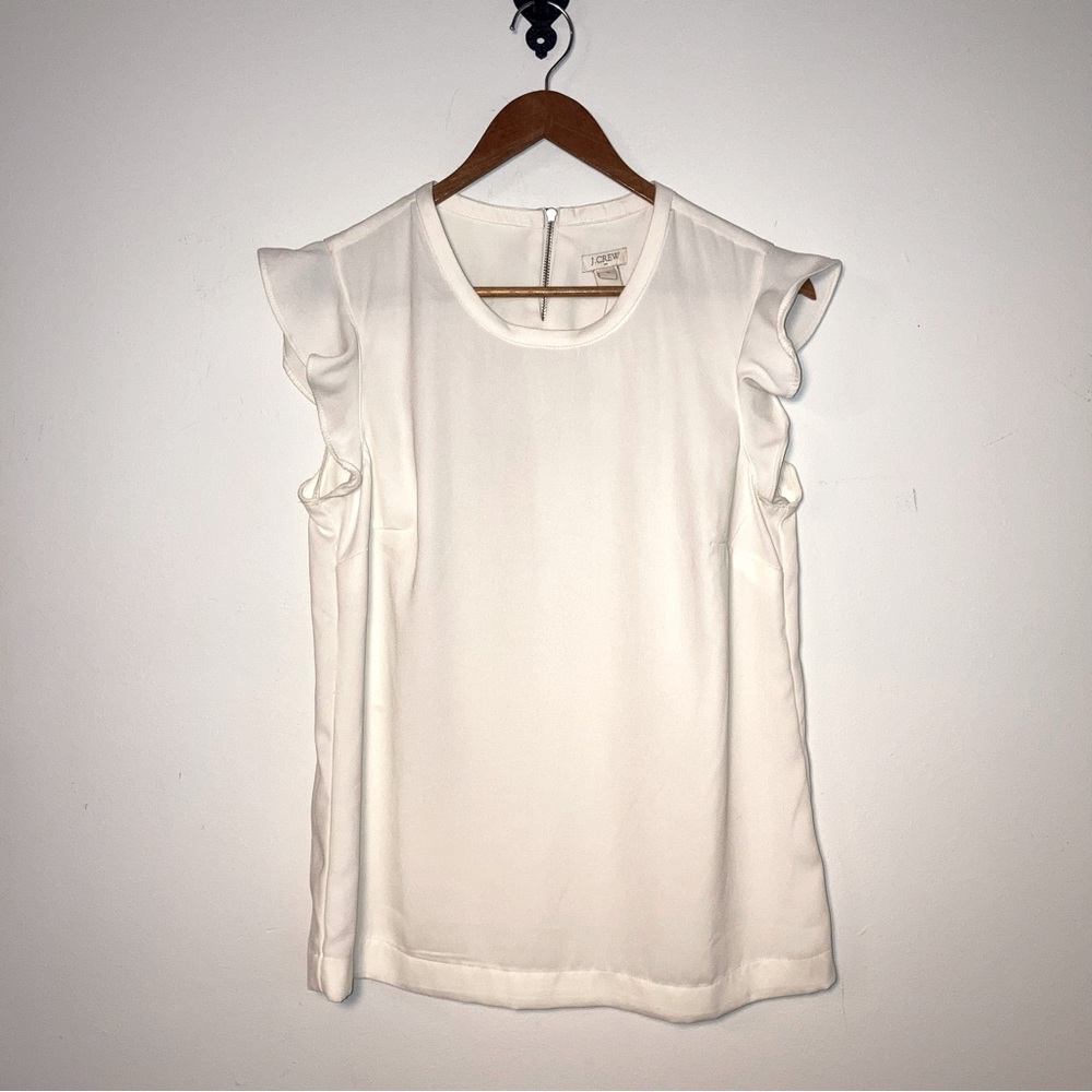 NWT! Womens J Crew Factory white flutter sleeve blouse, size 4